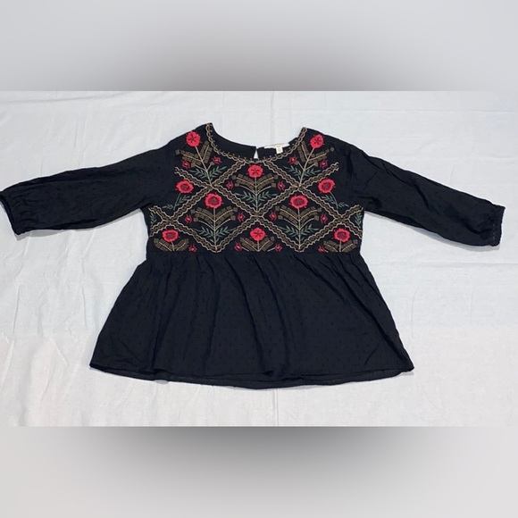 Francesca’s Miami Embroidered Back Baby Doll Boho Blouse - Picture 7 of 15